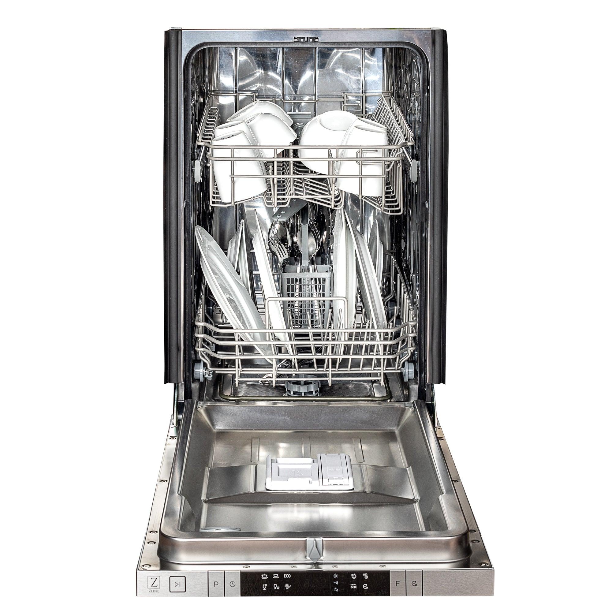 ZLINE KITCHEN AND BATH DWRMH18 ZLINE 18 in. Compact Red Matte Top Control Built-In Dishwasher with in Stainless Steel Tub and Modern Style Handle, 52dBa (DW-RM-H-18) Red - Image 4