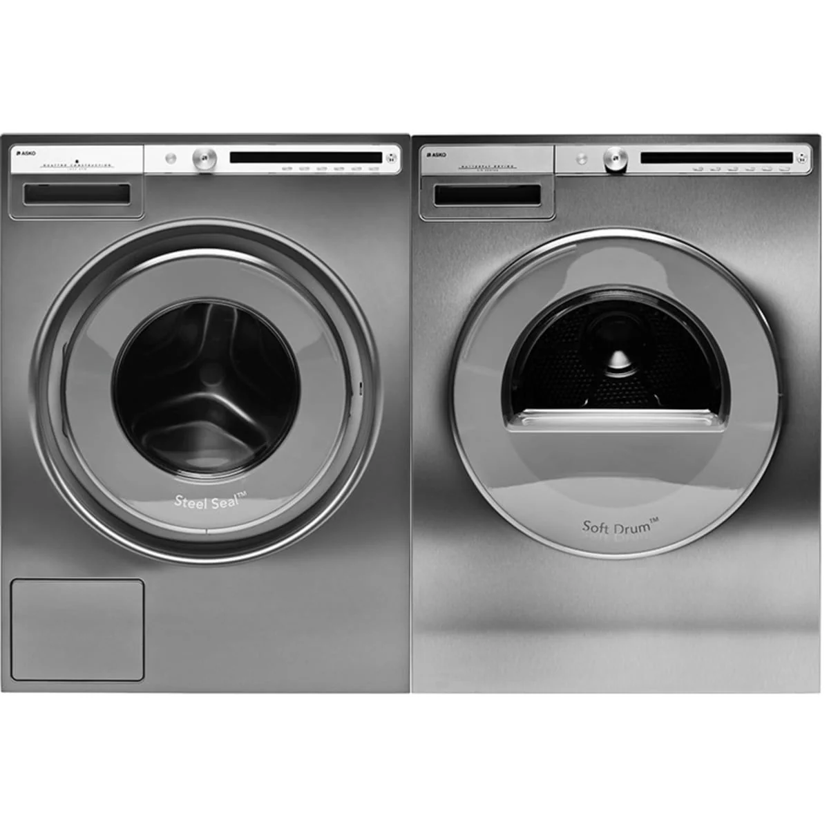 Asko W4114CT 24 Inch Front Load Washer & Asko T411VDT 24 Inch Electric Dryer