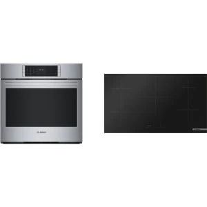 Bosch 2-Piece Package NIT8661UC Induction Smart Cooktop and HBLP454UC 30 Inch Single Convection Electric Wall Oven