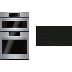 Bosch 2-Piece Package NITP660UC 36 Inch Induction Smart Cooktop and HBL87M53UC 30 Inch Double Combination Smart Electric Wall Oven