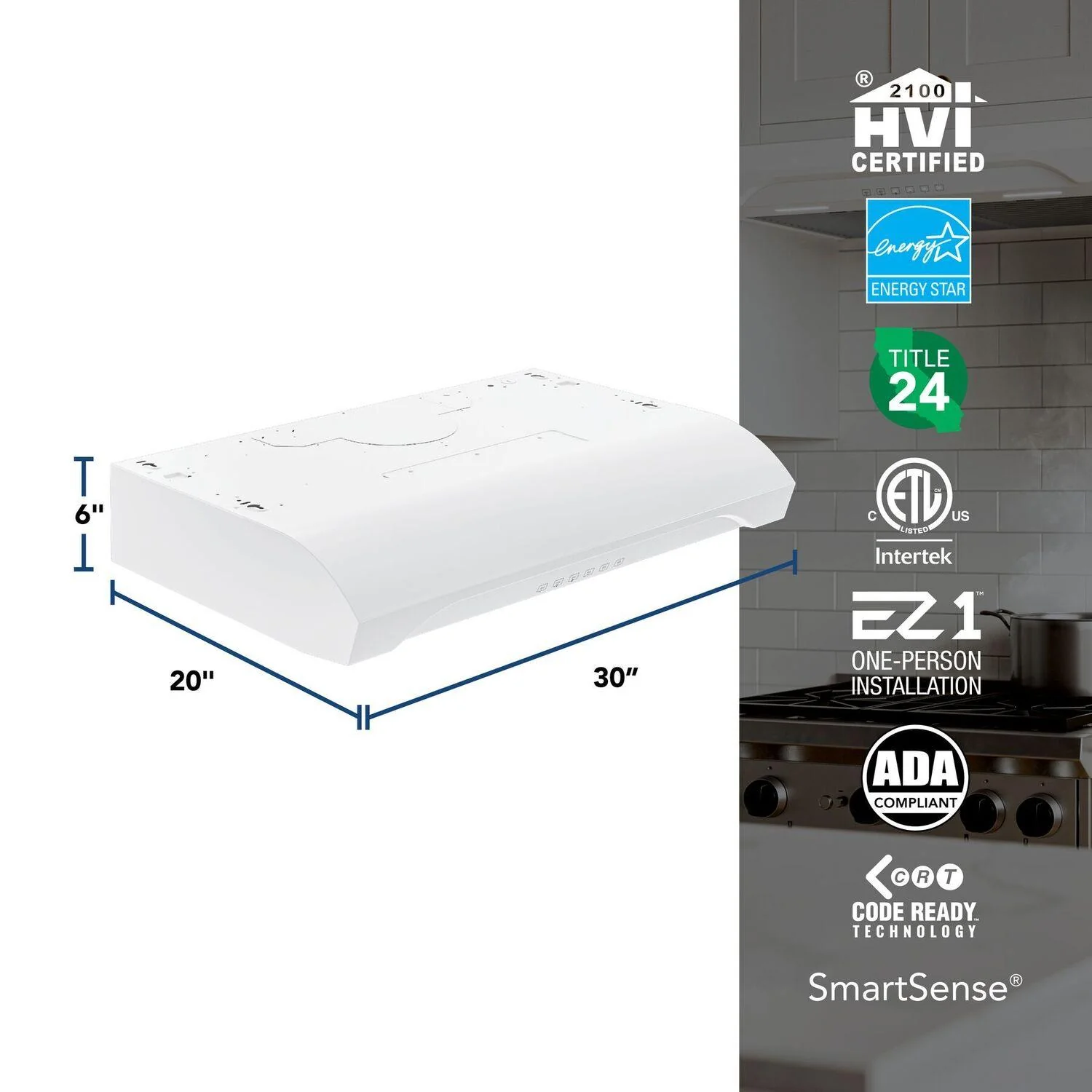 BROAN ALT3304WW Alta 30-Inch 490 MAX Blower CFM 1.1 Sones White Range Hood White - Image 6