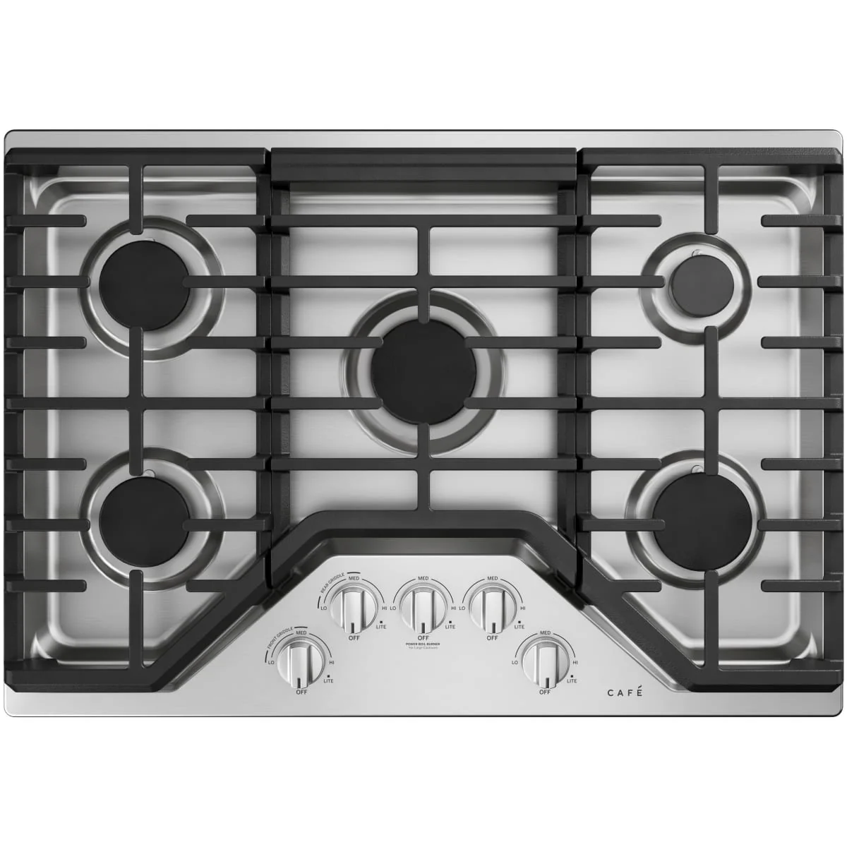 Cafe 2-Piece Package CGP70302NS1 Natural Gas Cooktop and CSB923P2VS1 30 Inch Built-In Smart Microwave Oven