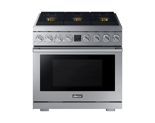 DACOR DOP36T86GLS Transitional 36" Gas Range, Silver in Stainless Steel, Natural Gas/Liquid Propane
