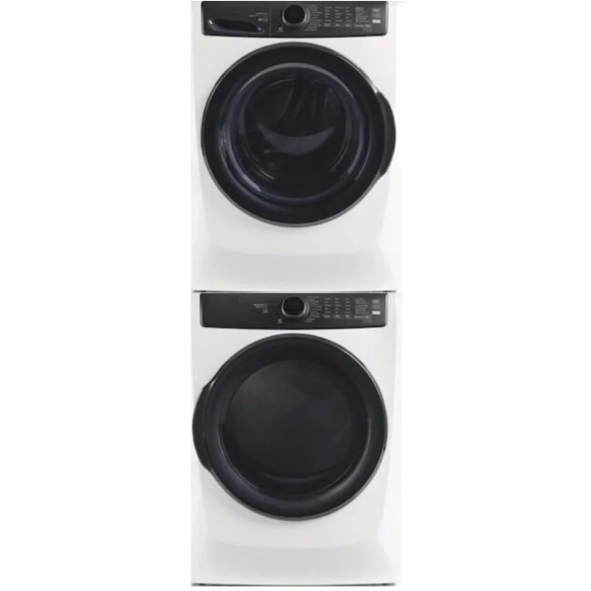 Electrolux ELFW7738AW 27 Inch Front Load Washer & Electrolux ELFG7738AW 27 Inch Front Load Gas Dryer with Electrolux STACKIT7X Stacking Kit