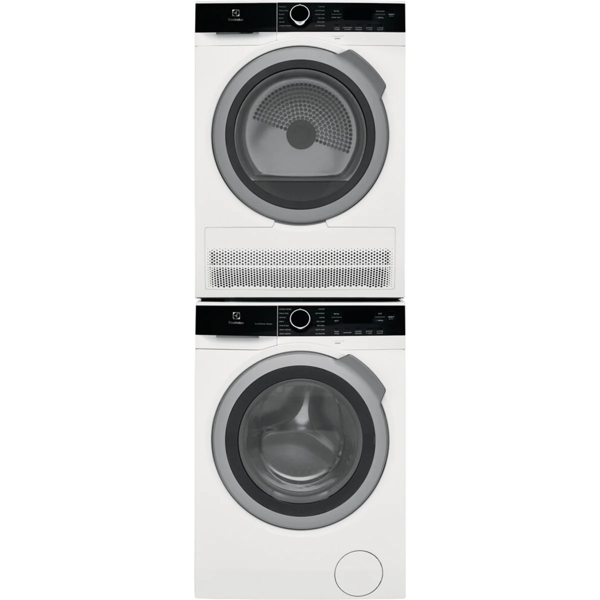 Electrolux STACKIT24W Stacking Kit for 24 Inch Front Load Laundry Pair & Electrolux ELFE4222AW 24 Inch Electric Ventless Dyer with Electrolux ELFW4222AW 24 Inch Front Load Compact Washer