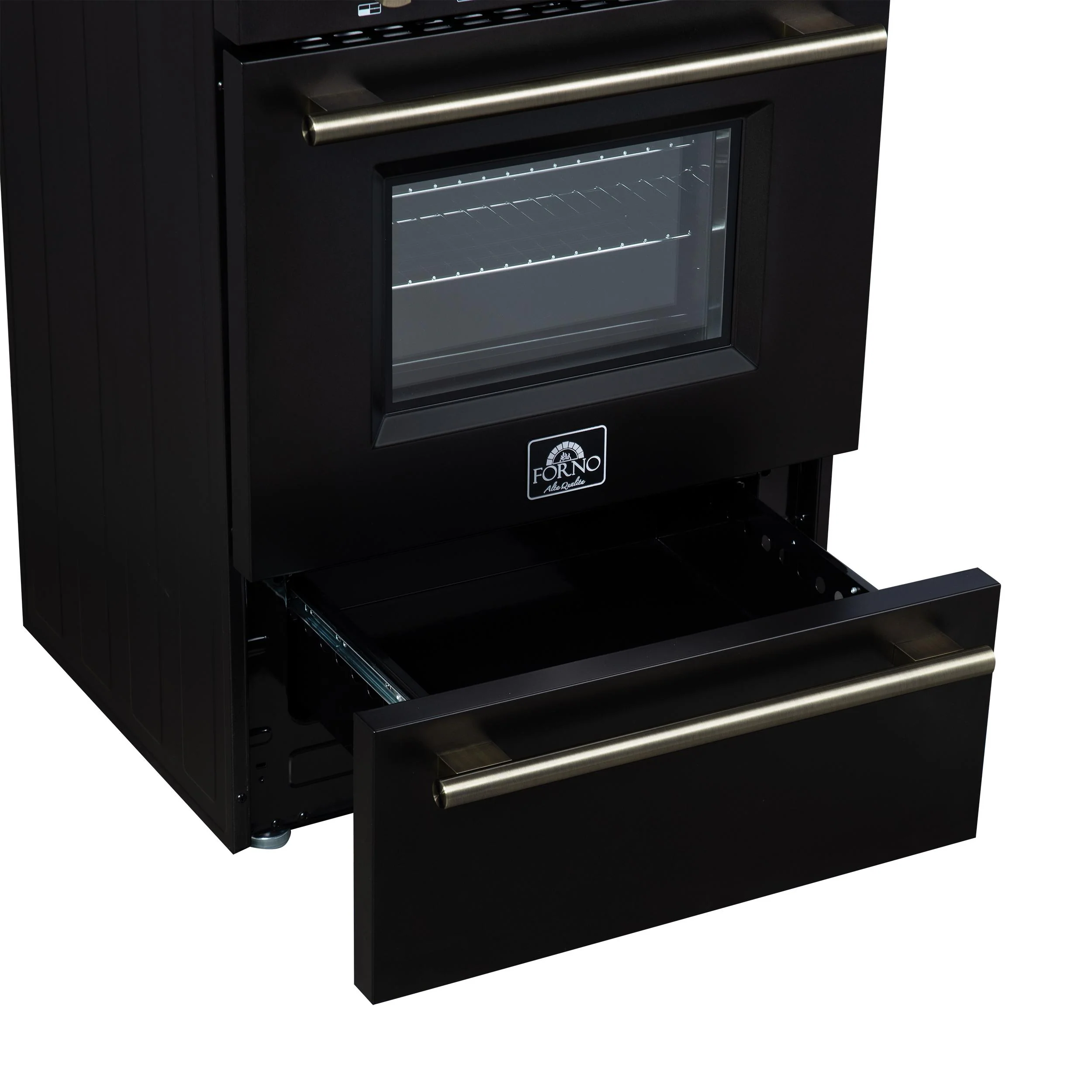 FORNO FFSGS627224BLK Forno Breno 24 Inch Freestanding Gas Range in Black with Antique Brass, Compact Design - Image 9