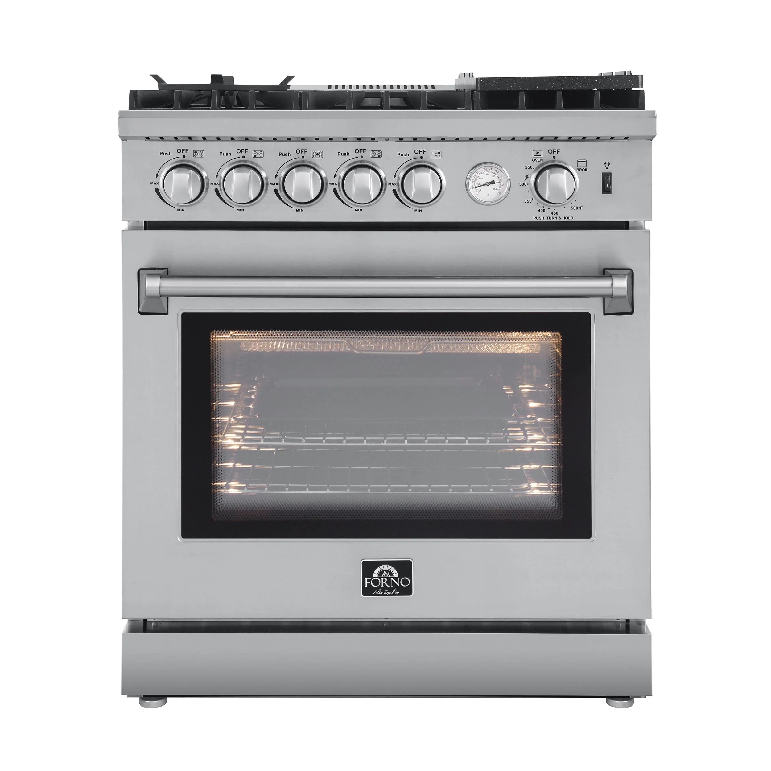 FORNO FFSGS627630 Forno Lazio 30-Inch Freestanding Gas Range, 4 Burners, Convection Oven, Energy Efficient