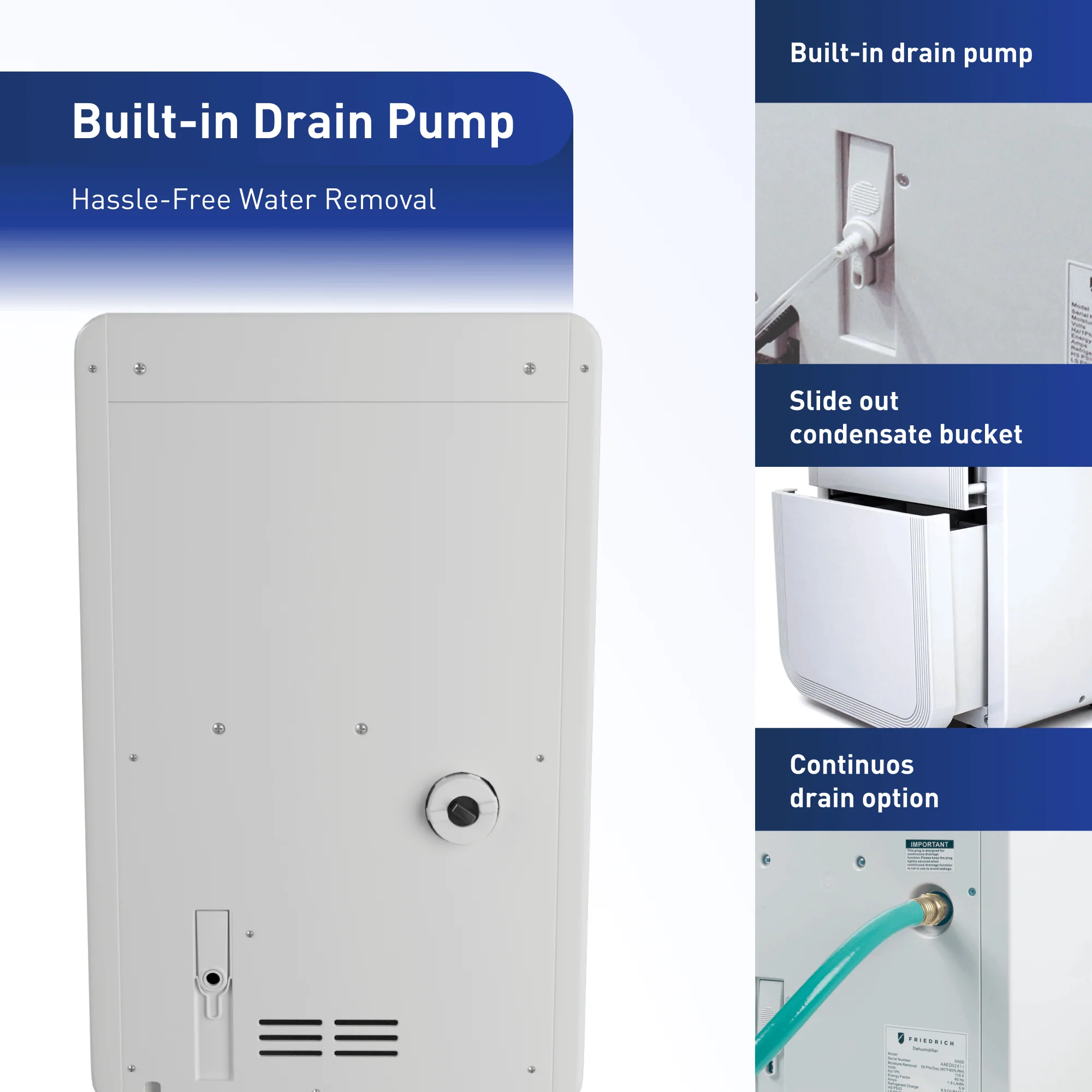 FRIEDRICH D35B1B Friedrich 35 Pint Dehumidifier with Built-In Drain Pump - Image 6