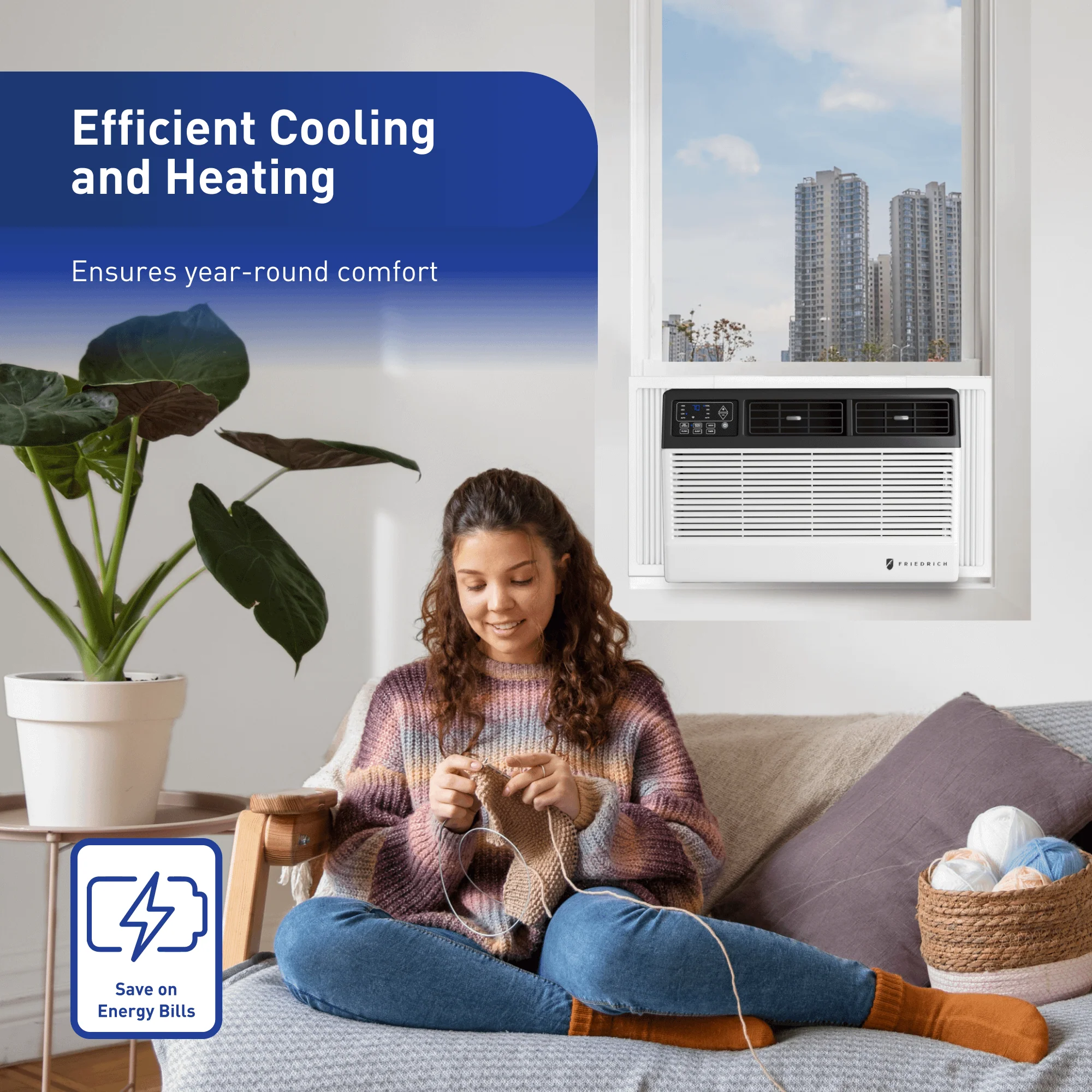 FRIEDRICH CEW24B33B Friedrich Chill Premier 24,000 BTU 230V Smart Window/Wall Air Conditioner with Electric Heat - Image 7