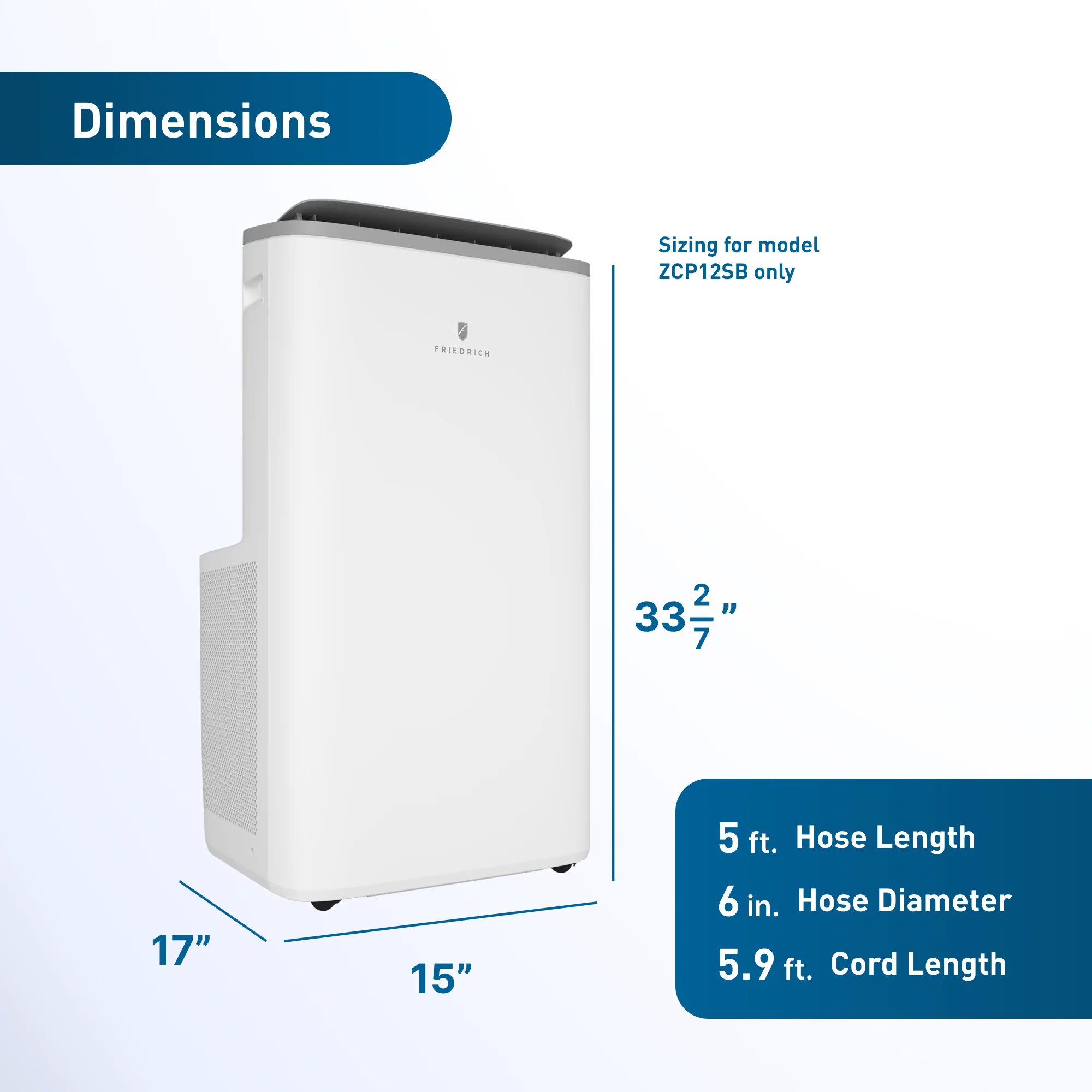 FRIEDRICH ZCP12SB Friedrich ZoneAire Select 12,000 BTU Single-Hose Smart Portable Air Conditioner - Image 13