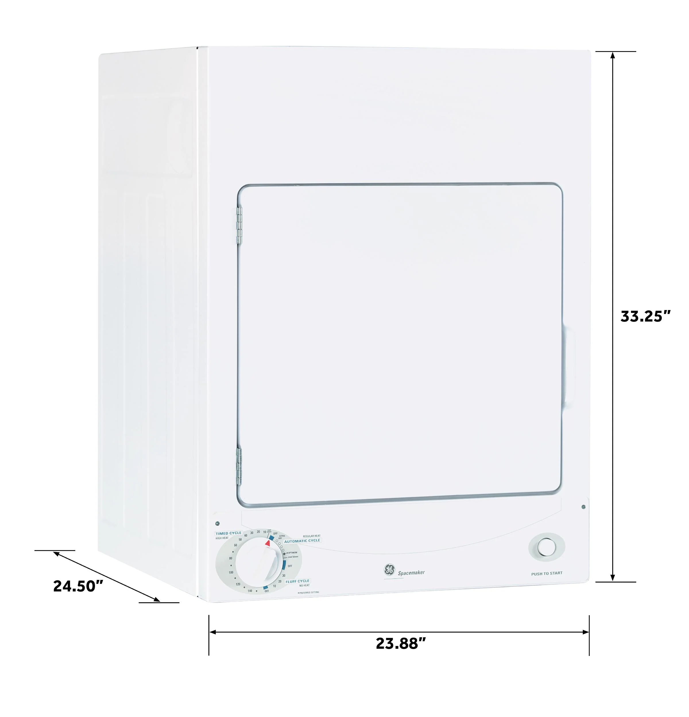 GE APPLIANCES DSKS333ECWW GE Spacemaker® 120V 3.6 cu. ft. Capacity Stationary Electric Dryer White - Image 4