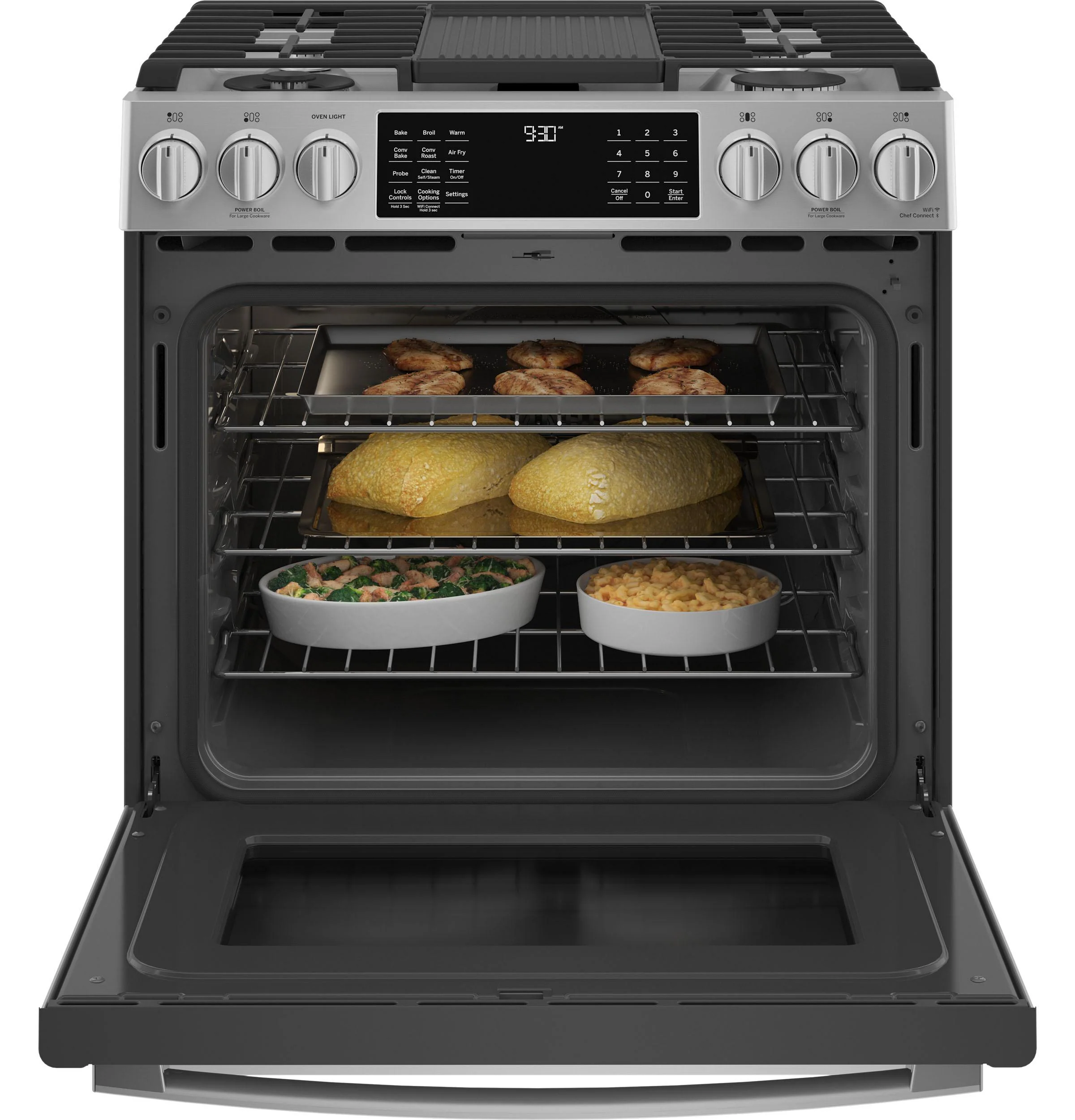 GE APPLIANCES P2S930YPFS GE Profile™ 30" Smart Dual Fuel Slide-In Front-Control Fingerprint Resistant Range in Stainless Steel - Image 3