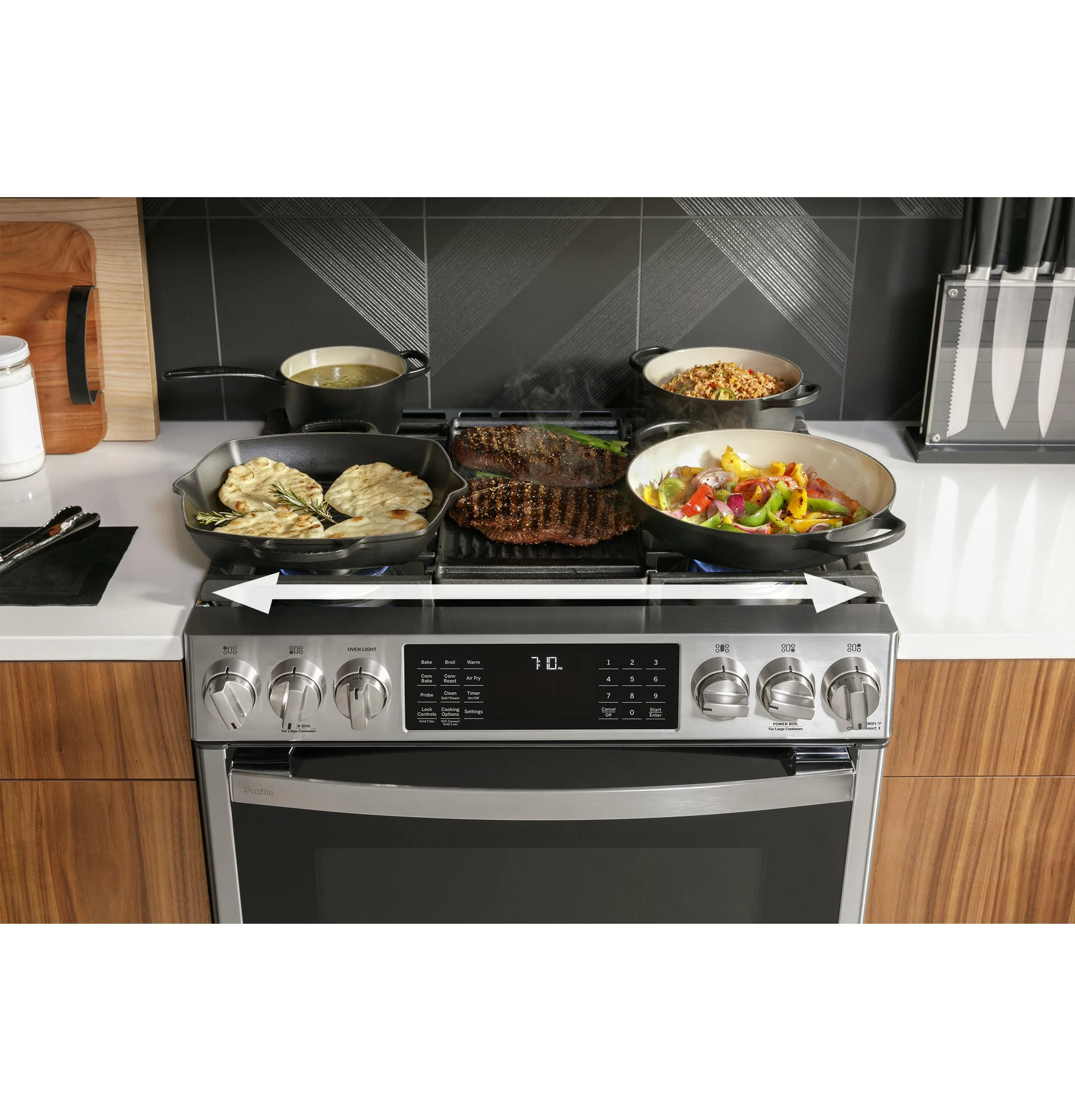 GE APPLIANCES P2S930YPFS GE Profile™ 30" Smart Dual Fuel Slide-In Front-Control Fingerprint Resistant Range in Stainless Steel - Image 8