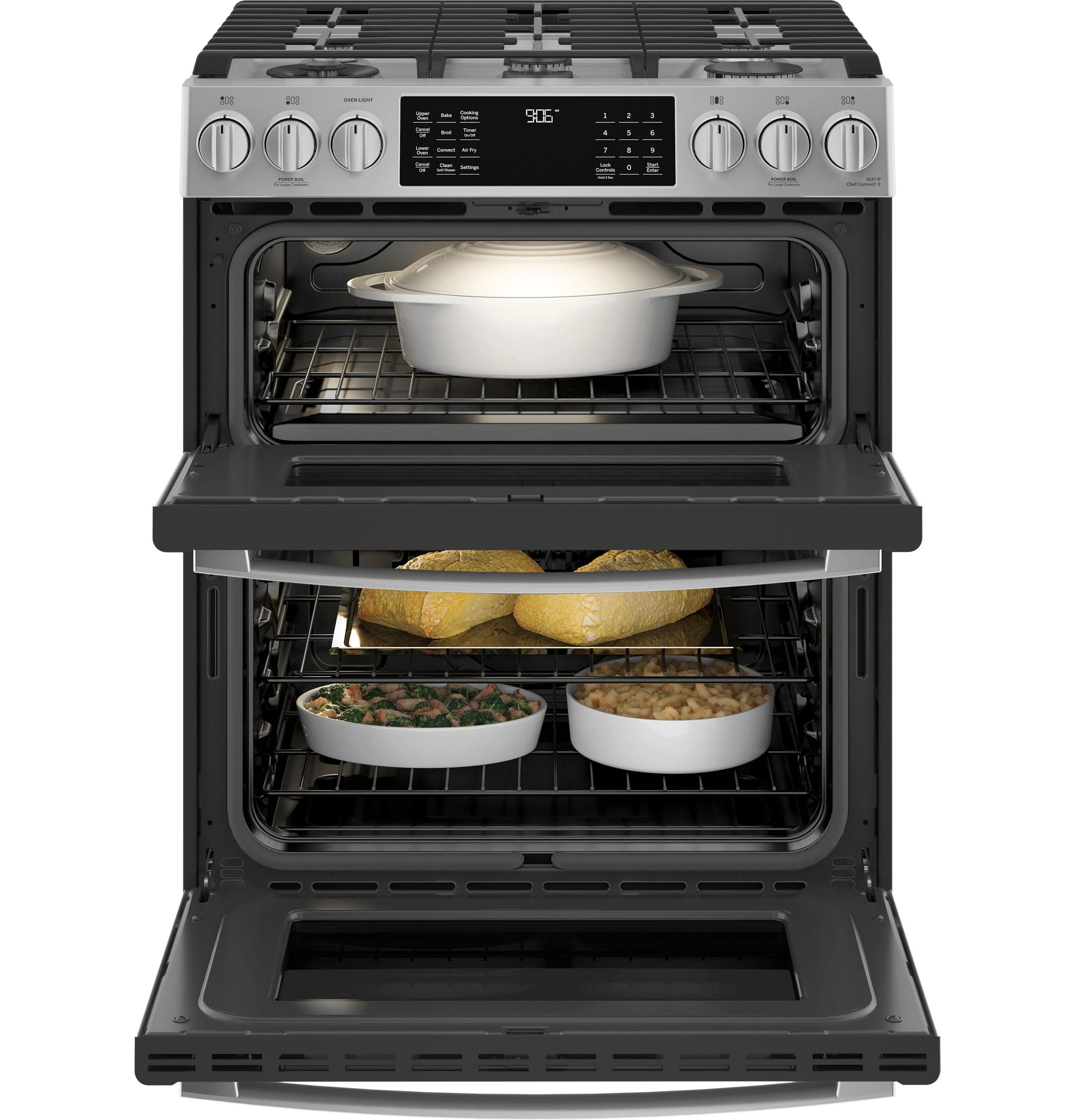 GE APPLIANCES PGS960YPFS GE Profile™ 30" Smart Slide-In Front-Control Gas Double Oven Convection Fingerprint Resistant Range in Stainless Steel - Image 3