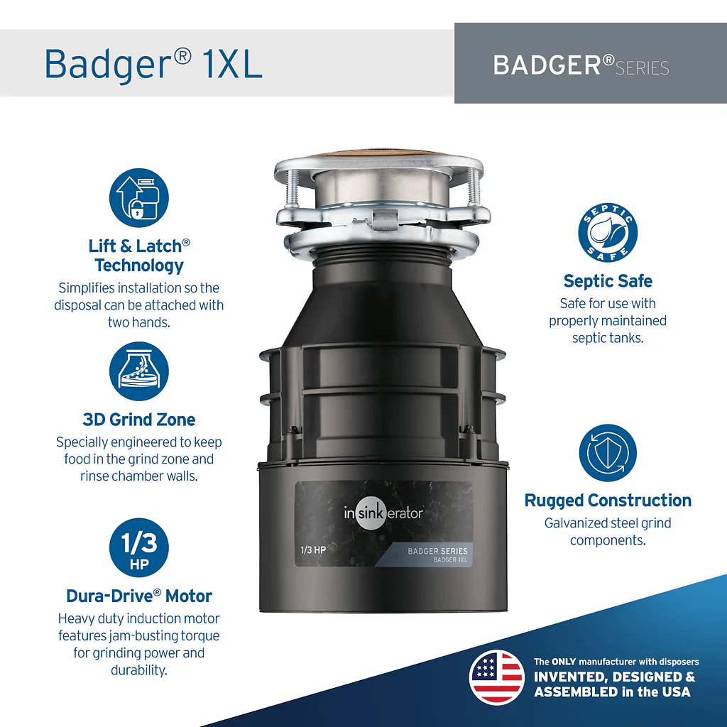 INSINKERATOR BADGER1XL Badger 1XL Garbage Disposal, 1/3 HP - Image 2