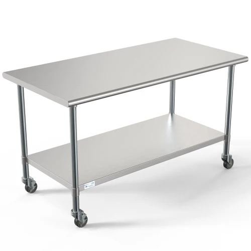 KOOLMORE CT306018C 30" x 60" 18-Gauge 304 Stainless Steel Commercial Work Table with Casters, CT3060-18C.