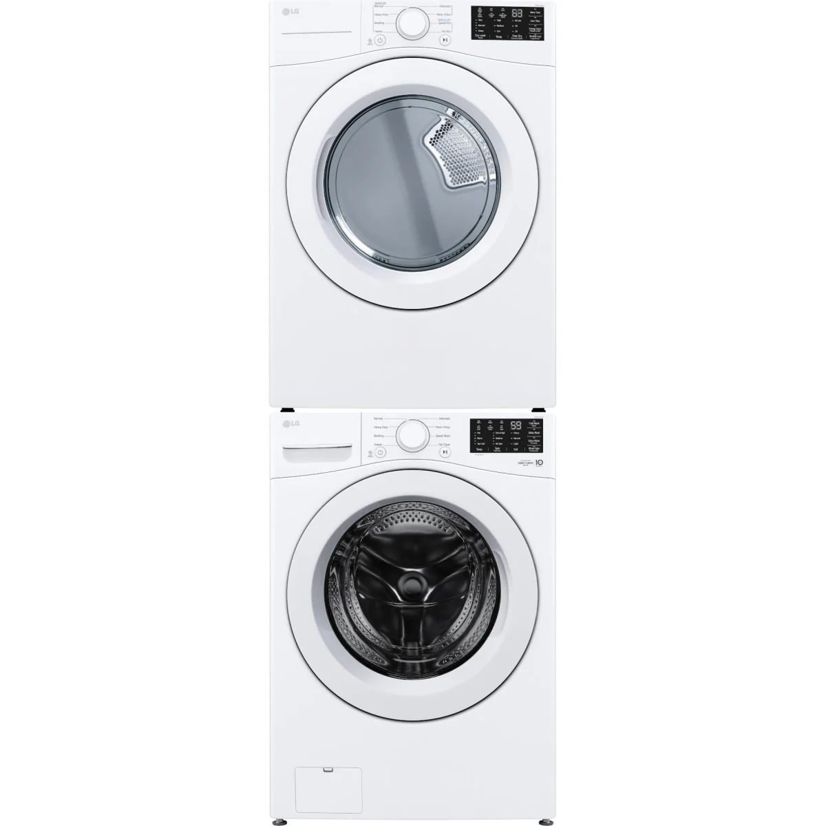 LG WM3470CW 27 Inch Front Load Washer & LG DLG3471W 27 Inch Gas Dryer with LG KSTK4 Stacking Kit for 27 Inch Front Load Laundry
