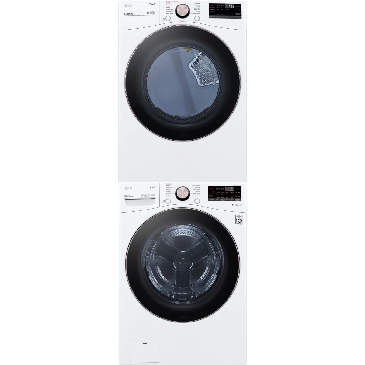 LG WM4000HWA 27 Inch Smart Front Load Washer & LG DLEX4000W 27 Inch Electric Smart Dryer with LG KSTK4 Stacking Kit for 27 Inch Front Load Laundry