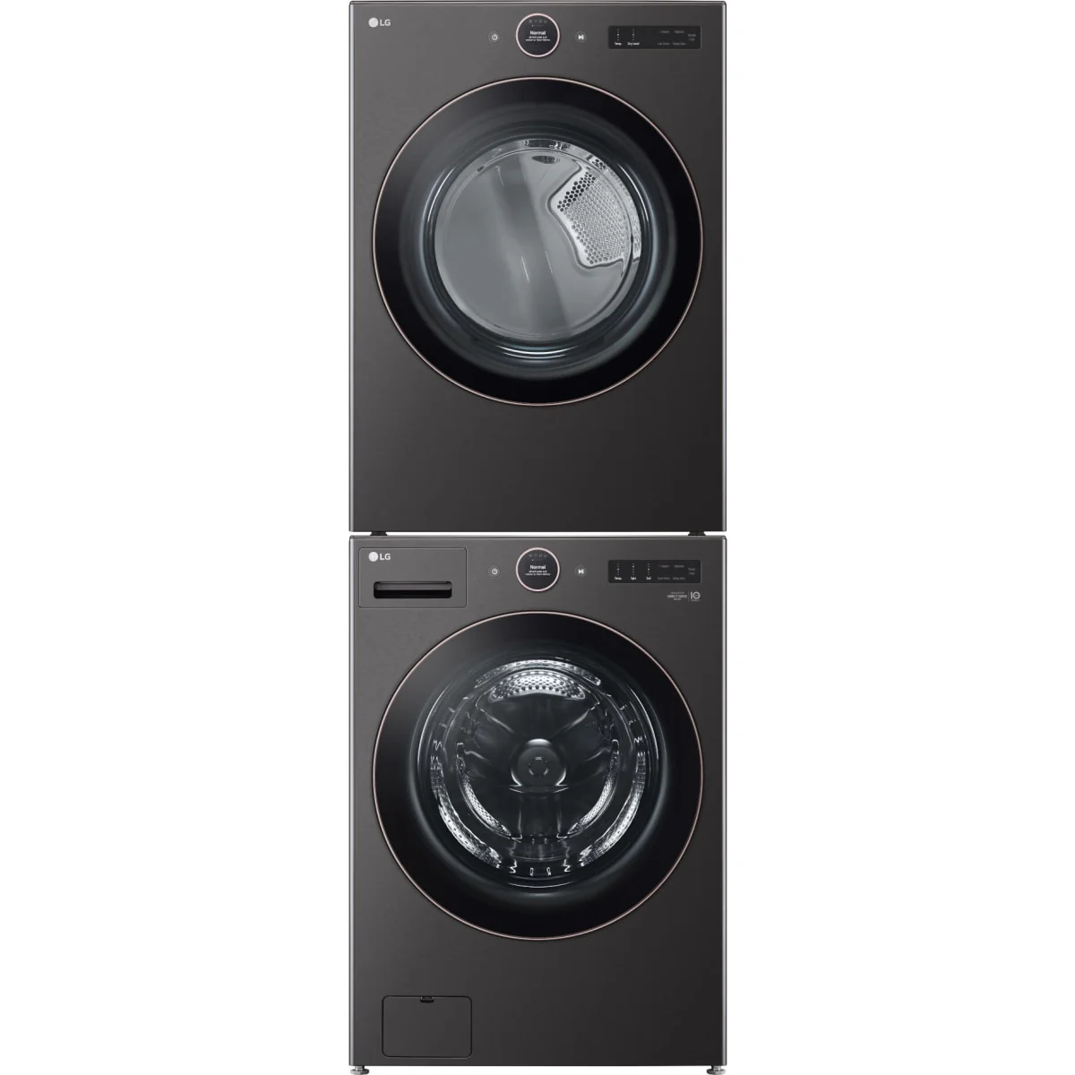 LG WM6500HBA 27 Inch Front Load Smart Washer & LG DLEX6500B 27 Inch Electric Smart Dryer with LG KSTK4 Stacking Kit for 27 Inch Front Load Laundry