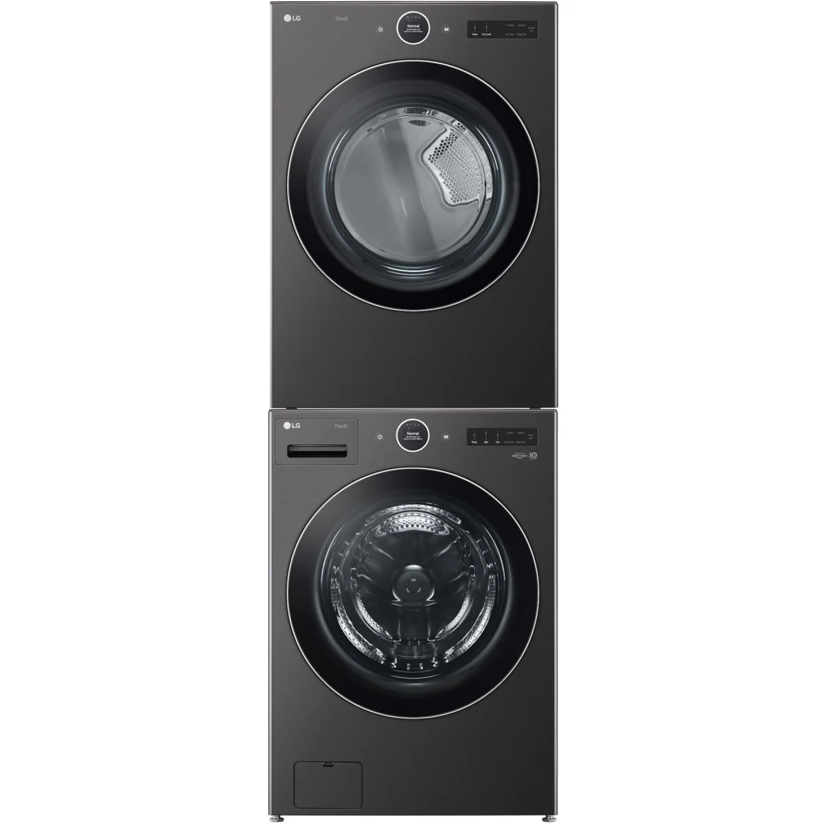 LG WM6700HBA 27 Inch Smart Front Load Washer & LG DLEX6700B 27 Inch Smart Electric Dryer with LG KSTK4 Stacking Kit for 27 Inch Front Load Laundry