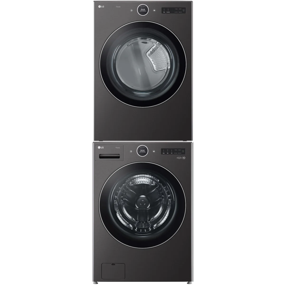 LG WM6700HBA 27 Inch Smart Front Load Washer & LG DLGX6701B 27 Inch Smart Gas Dryer with LG KSTK4 Stacking Kit for 27 Inch Front Load Laundry