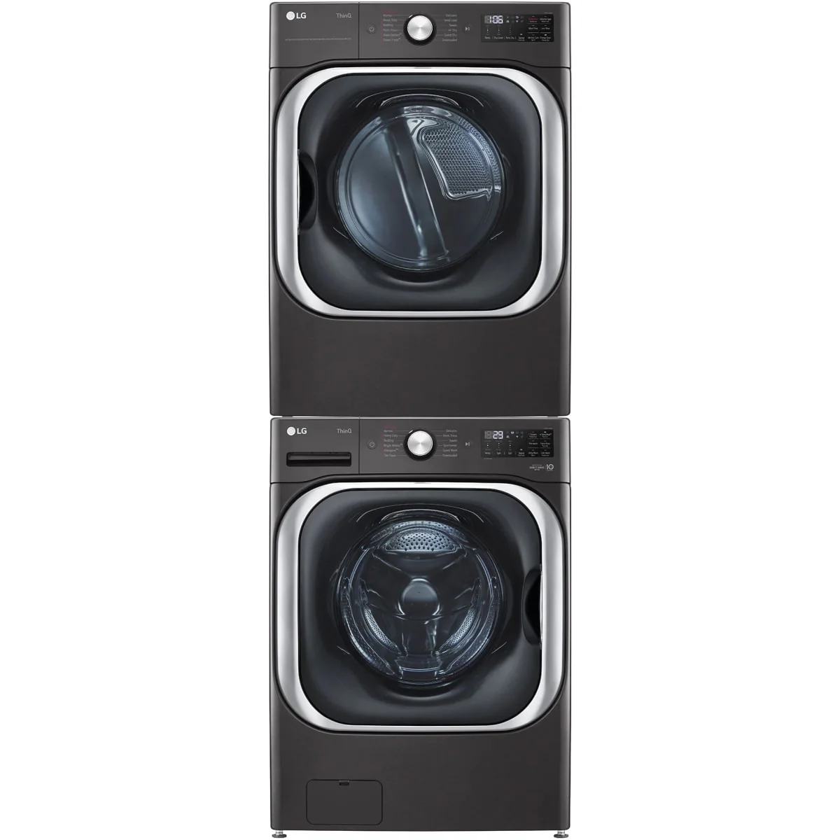 LG WM8900HBA 29 Inch Smart Front Load Washer & LG DLGX8901B 29 Inch Gas Smart Dryer with LG KSTK2 29 Inch Laundry Stacking Kit in Chrome