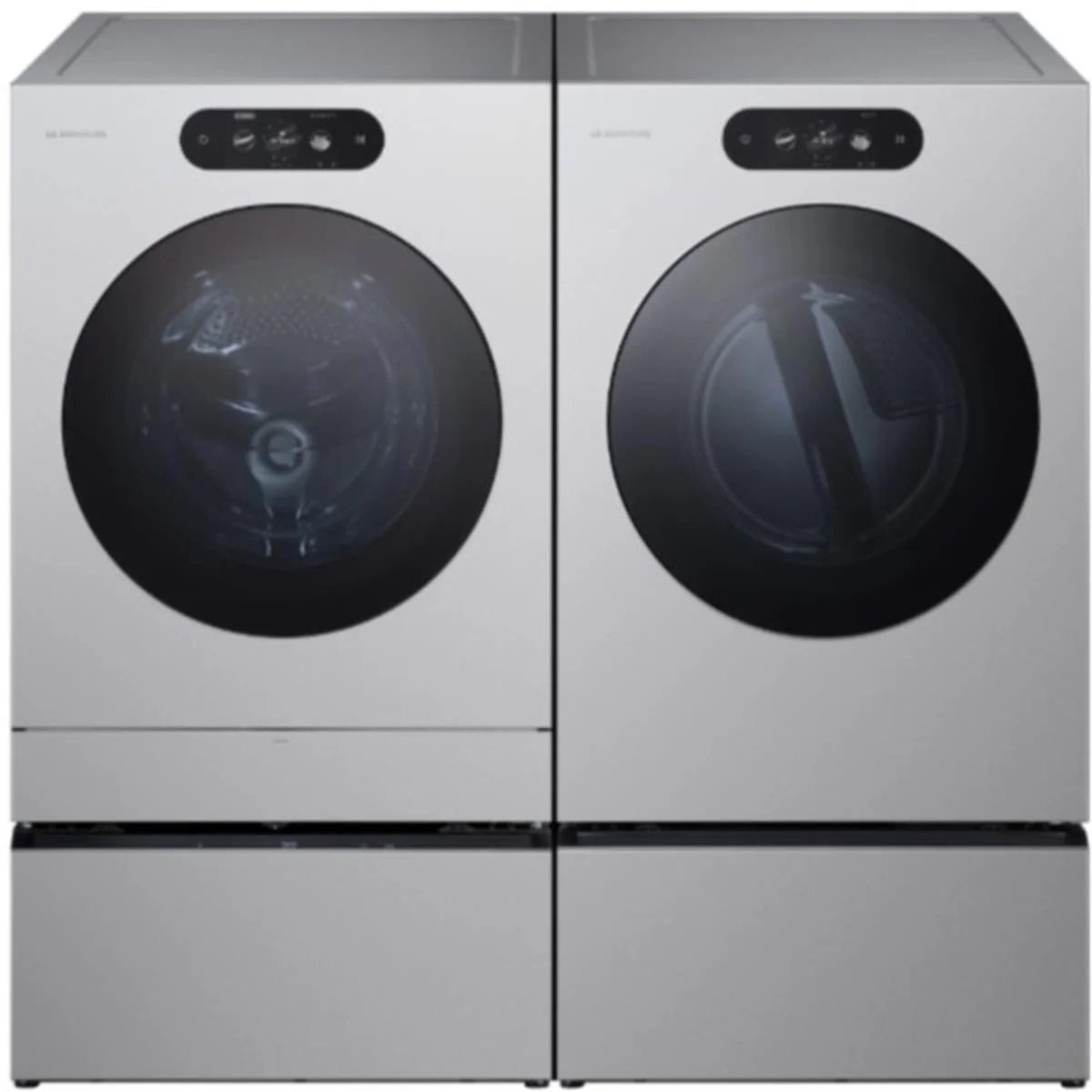 LG WM9900HSA 29 Inch Smart Front Load Washer & LG DLEX9900S 29 Inch Smart Electric Dryer with LG WDP8S 29 Inch Laundry Pedestal