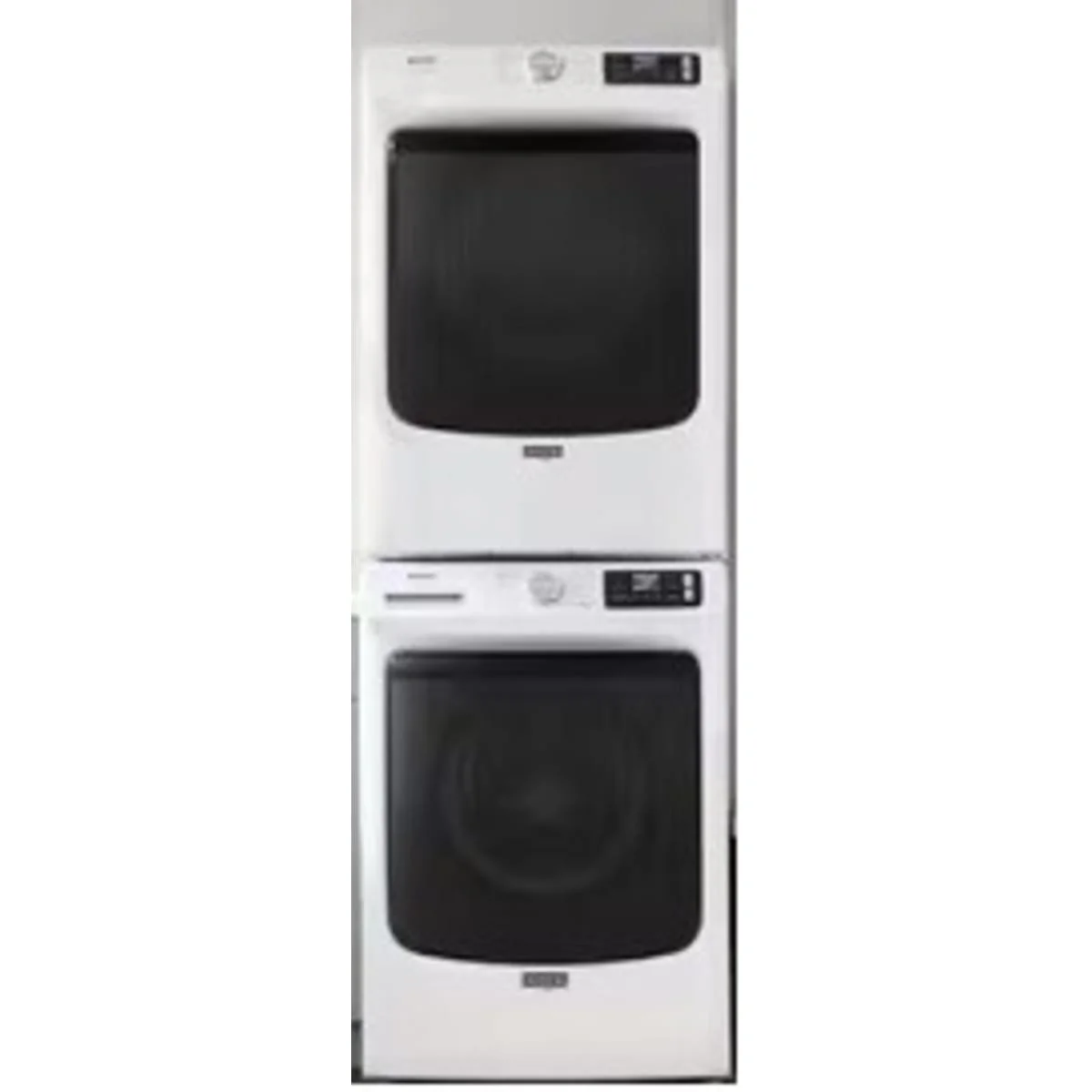 Maytag MFW7020RW 27 Inch Smart Pet Pro Front Load Washer & Maytag MGD7020RW 27 Inch Smart Pet Pro Front Load Gas Dryer with Whirlpool Stack Kit for HybridCare, Long Vent and Standard Dryers