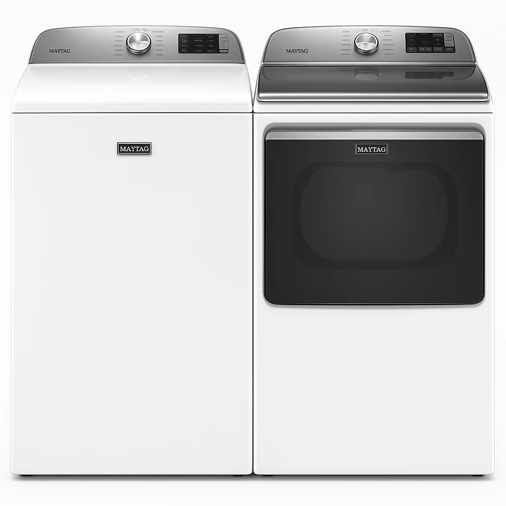 Maytag MVW7232HW 27 Inch Top Load Smart Washer & Maytag MED7230HW 27 Inch Electric Smart Dryer