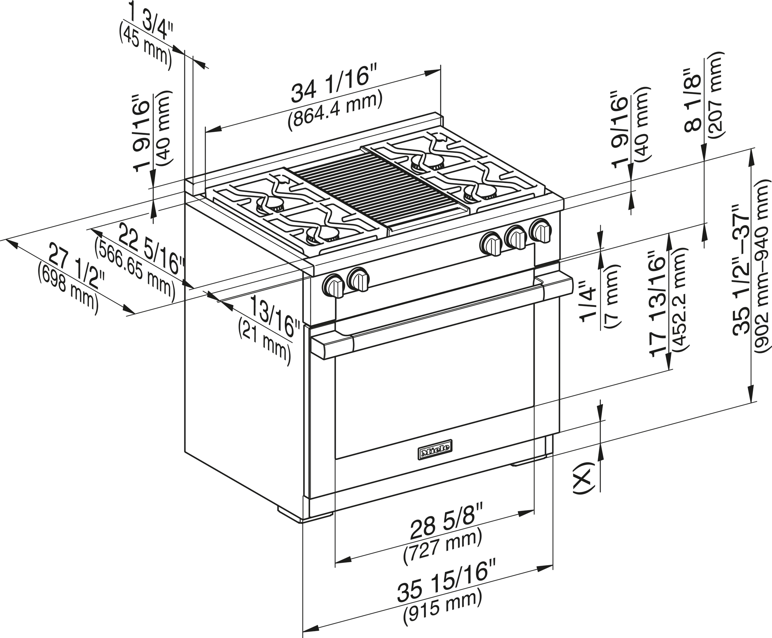 MIELE HR19353GDFGR HR 1935-3 G DF GR Clean Touch Steel - 36" Range Dual Fuel model with M Touch controls in Stainless Steel - Image 4