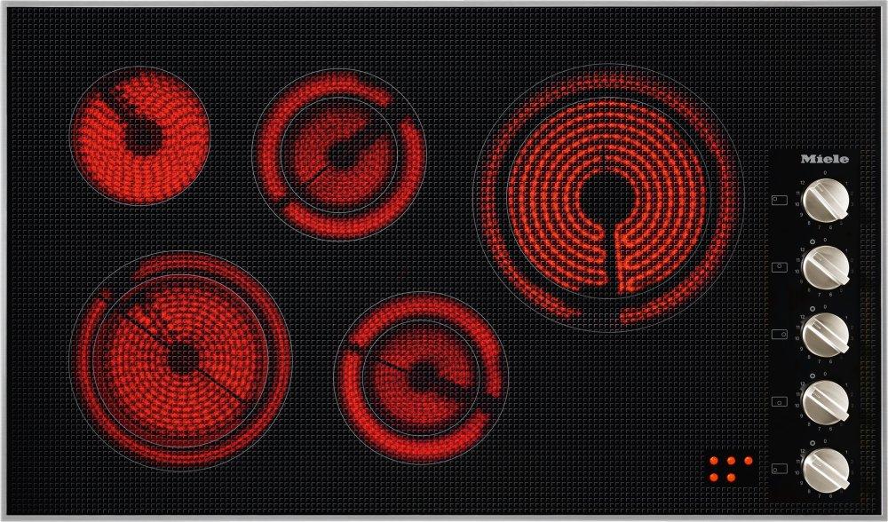 MIELE KM5627240V KM 5627 240V Stainless steel - 36-inch electric cooktop, operated with its own controls with a width of 36 1/8 (915) in (mm) 36 1/8 (915) in (mm) for ultra-convenient cooking. in Stainless Steel