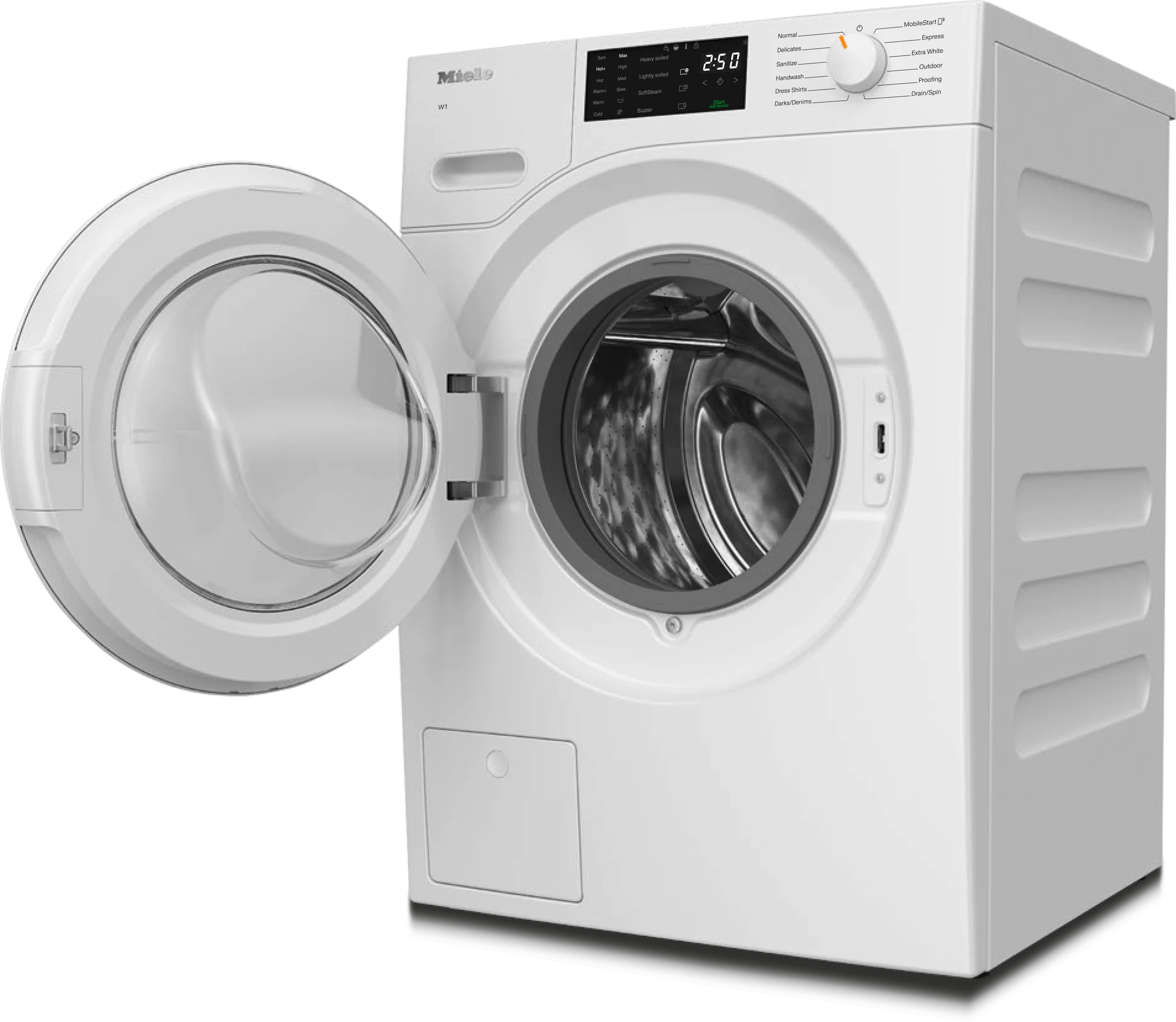 MIELE WWD160WCS WWD160 WCS Lotus white - W1 front-loading washing machine: 8 kg 1600 rpm Pre-Ironing Miele@home CapDosing Honeycomb Drum White - Image 2