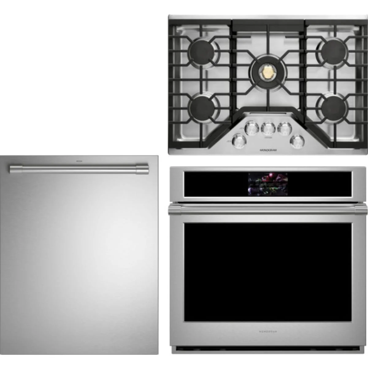 Monogram 3-Piece Package ZGU30RSLSS 30 Inch Gas Cooktop and ZTS90DPSNSS 30 Inch Built-In Electric Smart Single Wall Ove and ZDT925SPNSS 24 Inch Smart Fully Integrated Dishwasher
