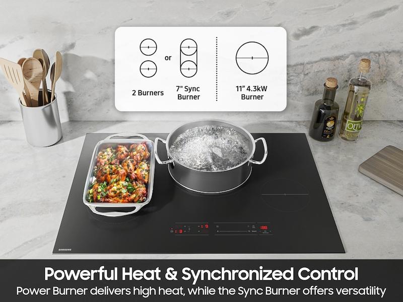 SAMSUNG CC70F30S2D 30" Induction Cooktop with Anti-Scratch Matte Glass and Sync Burners in Black - Image 6
