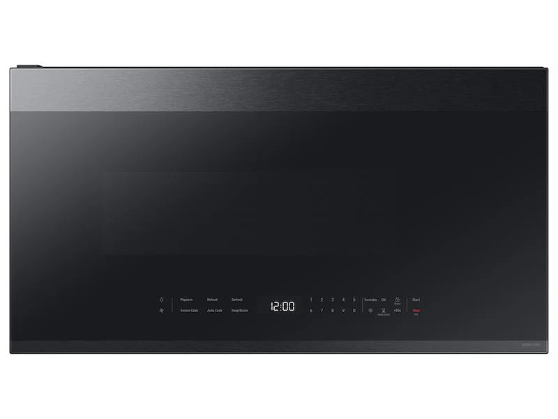 SAMSUNG ME21DG6500MT Bespoke 2.1 cu. ft. Over-the-Range Microwave with Edge to Edge Glass Display in Matte Black Steel Black in Stainless Steel