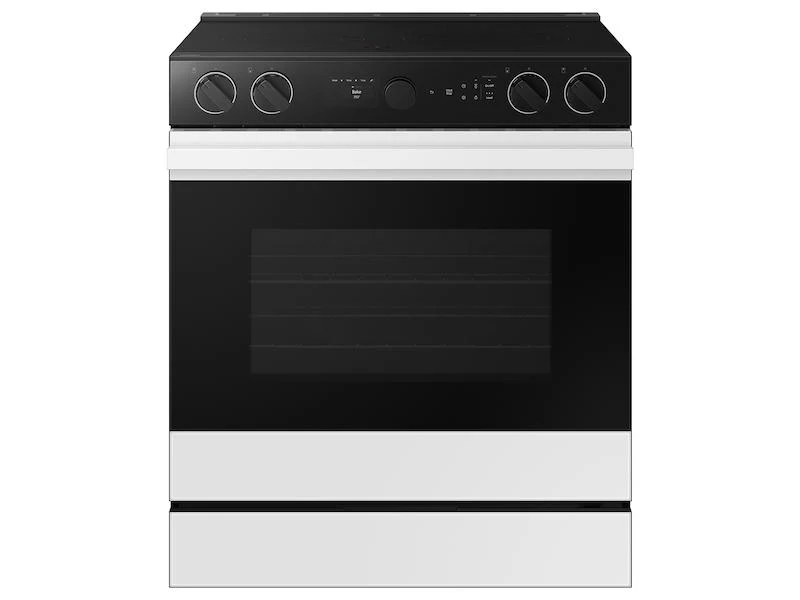 SAMSUNG NSE6DB870012 Bespoke 6.3 cu. ft. Smart Slide-In Electric Range with Smart Oven Camera & Illuminated Precision Knobs in White Glass White
