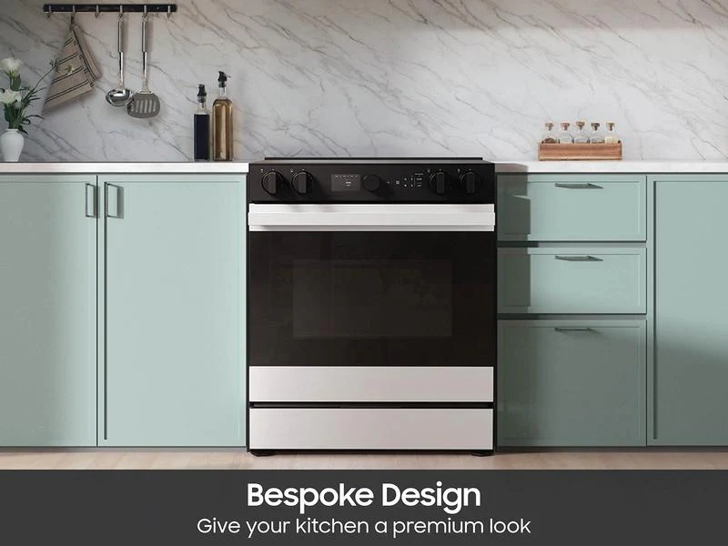SAMSUNG NSE6DB870012 Bespoke 6.3 cu. ft. Smart Slide-In Electric Range with Smart Oven Camera & Illuminated Precision Knobs in White Glass White - Image 8