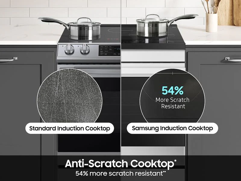 SAMSUNG NSI6DB950012 Bespoke 6.3 cu. ft. Smart Slide-In Induction Range with Ambient Edge Lighting™ & Air Sous Vide in White Glass White - Image 8