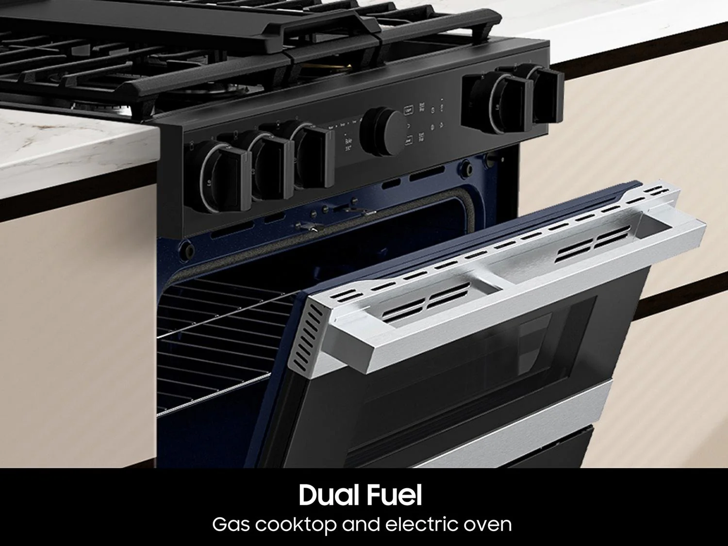 SAMSUNG NSY6DG8550SR Bespoke Smart Slide-In Dual Fuel Range 6.3 cu. ft. with Flex Duo™ & Illuminated Precision Knobs in Stainless Steel - Image 5