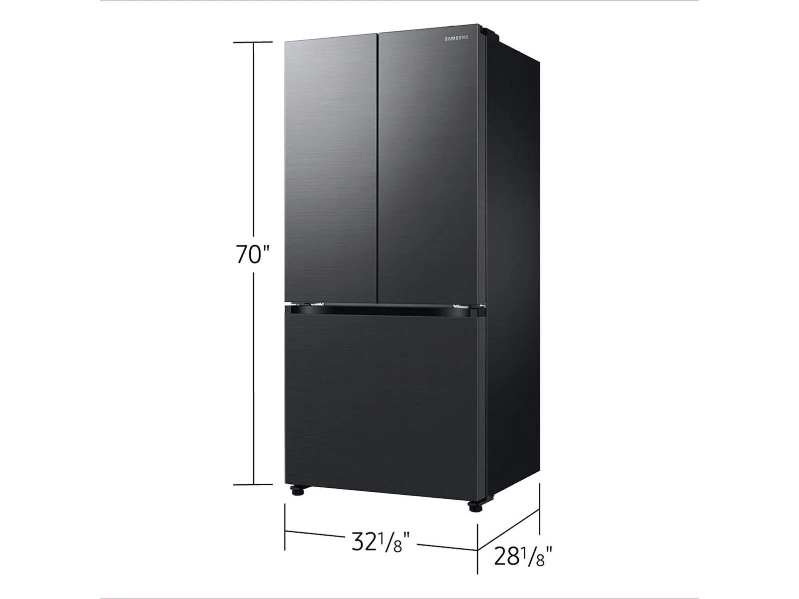 SAMSUNG RF18A5101MT 18 cu. ft. Counter Depth 3-Door French Door Refrigerator in Matte Black Steel Stainless - Image 2
