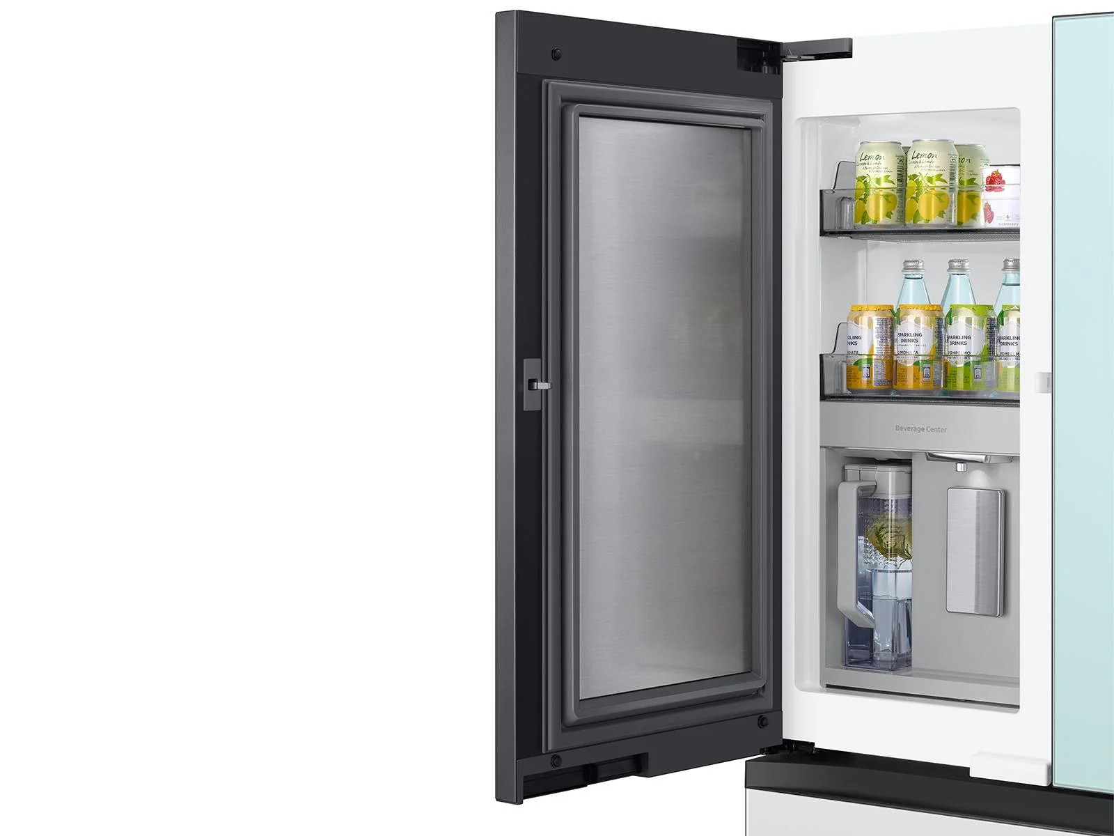 SAMSUNG RF23BB86004M Bespoke 4-Door French Door Refrigerator (23 cu. ft.) with Beverage Center™ in Morning Blue Glass Top Panels and White Glass Middle and Bottom Panels Blue - Image 15
