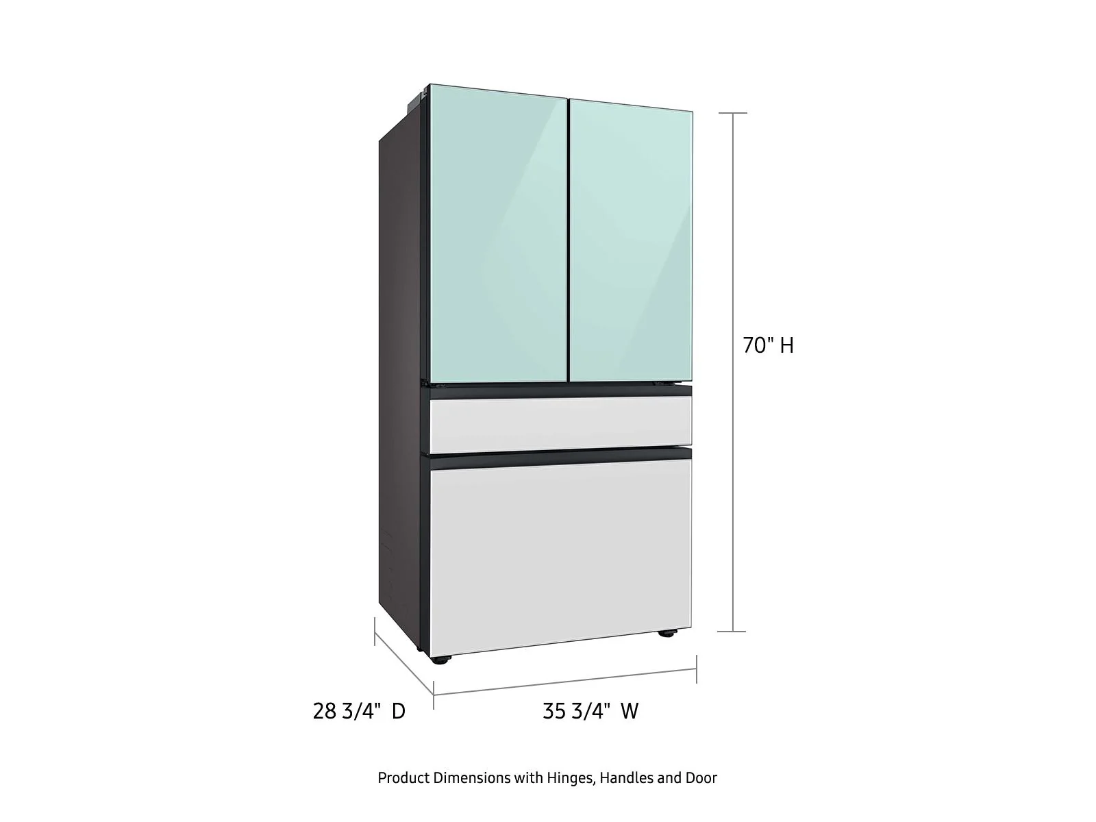 SAMSUNG RF23BB86004M Bespoke 4-Door French Door Refrigerator (23 cu. ft.) with Beverage Center™ in Morning Blue Glass Top Panels and White Glass Middle and Bottom Panels Blue - Image 4