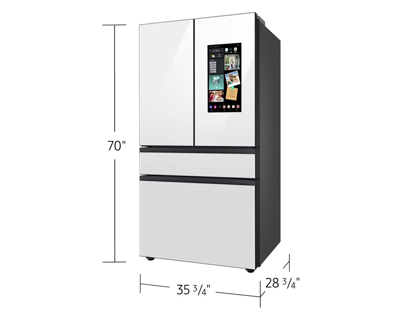 SAMSUNG RF23BB890012 Bespoke Counter Depth 4-Door French Door Refrigerator (23 cu. ft.) with Family Hub™ in White Glass White - Image 3