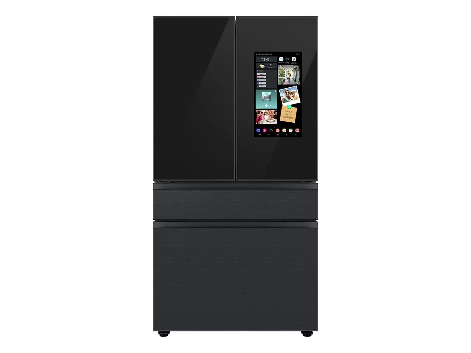 SAMSUNG RF23BB89008M Bespoke 4-Door French Door Refrigerator (23 cu. ft.) - with Top Left and Family Hub™ Panel in Charcoal Glass - and Matte Black Steel Middle and Bottom Panels in Stainless Steel