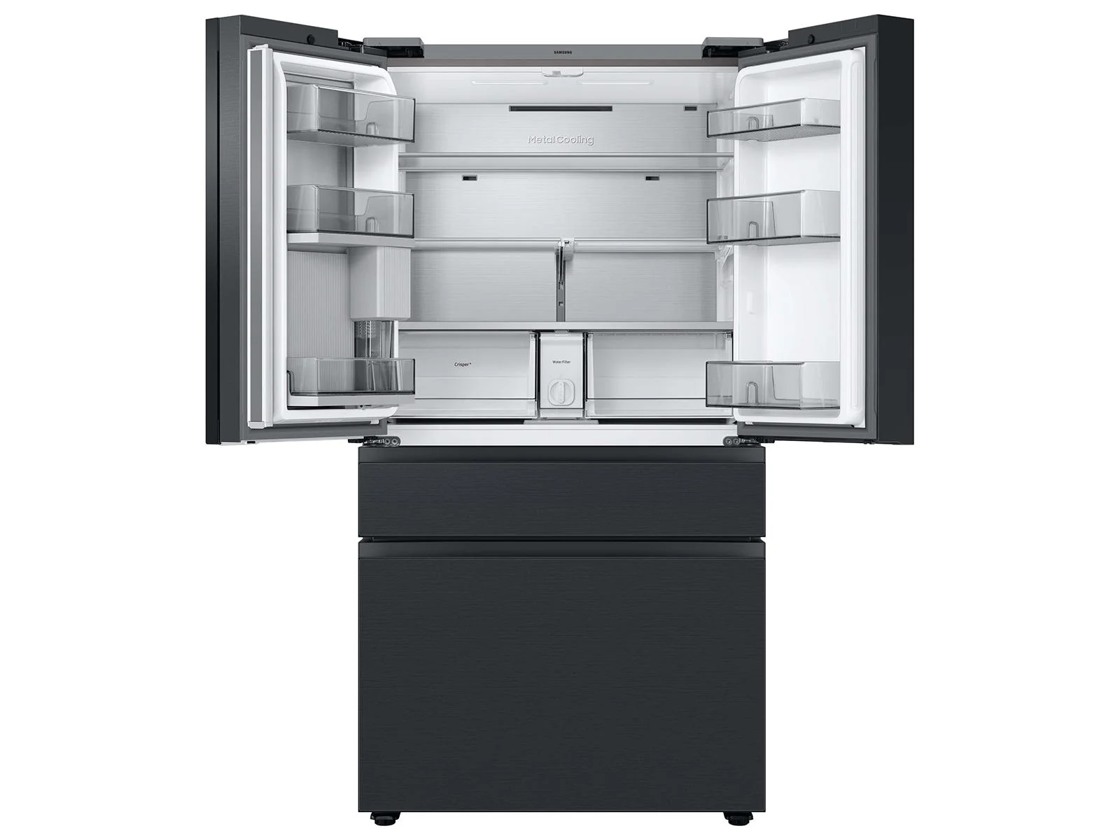 SAMSUNG RF23BB89008M Bespoke 4-Door French Door Refrigerator (23 cu. ft.) - with Top Left and Family Hub™ Panel in Charcoal Glass - and Matte Black Steel Middle and Bottom Panels in Stainless Steel - Image 10