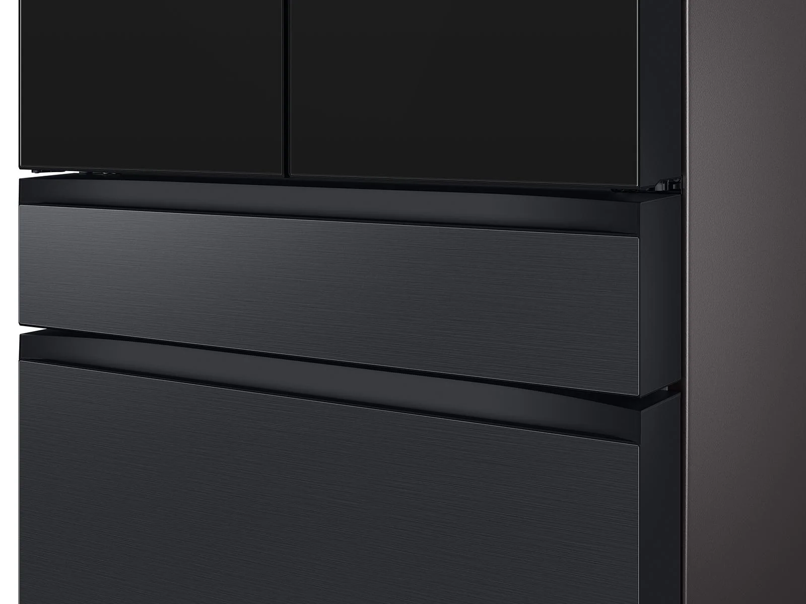 SAMSUNG RF23BB89008M Bespoke 4-Door French Door Refrigerator (23 cu. ft.) - with Top Left and Family Hub™ Panel in Charcoal Glass - and Matte Black Steel Middle and Bottom Panels in Stainless Steel - Image 14