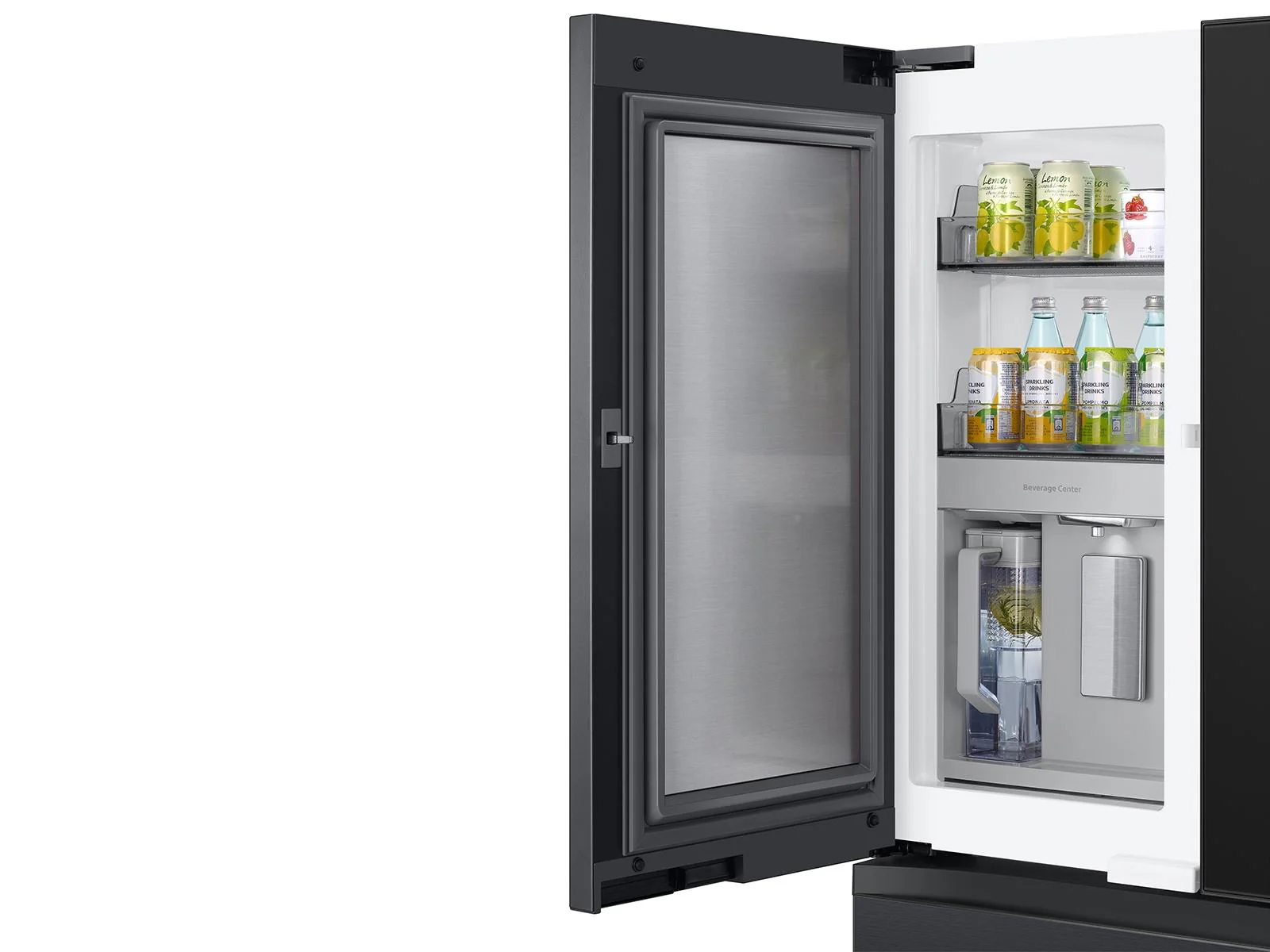 SAMSUNG RF23BB89008M Bespoke 4-Door French Door Refrigerator (23 cu. ft.) - with Top Left and Family Hub™ Panel in Charcoal Glass - and Matte Black Steel Middle and Bottom Panels in Stainless Steel - Image 15