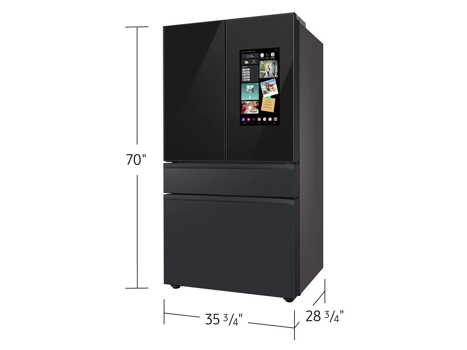 SAMSUNG RF23BB89008M Bespoke 4-Door French Door Refrigerator (23 cu. ft.) - with Top Left and Family Hub™ Panel in Charcoal Glass - and Matte Black Steel Middle and Bottom Panels in Stainless Steel - Image 4