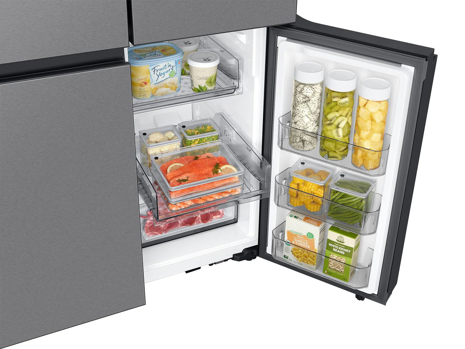 SAMSUNG RF23DB9600QL Bespoke Counter Depth 4-Door Flex™ Refrigerator (23 cu. ft.) with Beverage Center ™ in Stainless Steel - (with Customizable Door Panel Colors) in Stainless Steel - Image 13