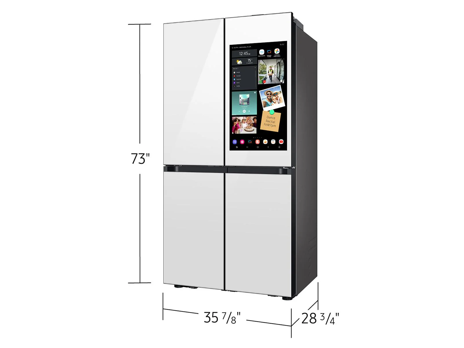 SAMSUNG RF23DB990012 Bespoke Counter Depth 4-Door Flex™ Refrigerator (23 cu. ft.) with AI Family Hub+™ and AI Vision Inside™ in White Glass White - Image 4
